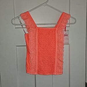 New Girls Youth Size 7/8 Neon Orange Justice Tank top